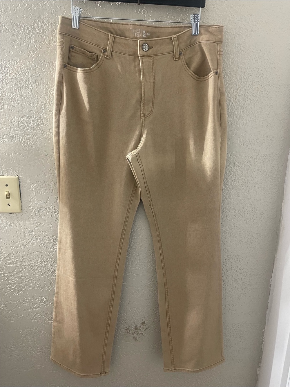 Time and Tru Women's High-rise Bootcut Denim Jeans - Khaki/Tan Size 16
